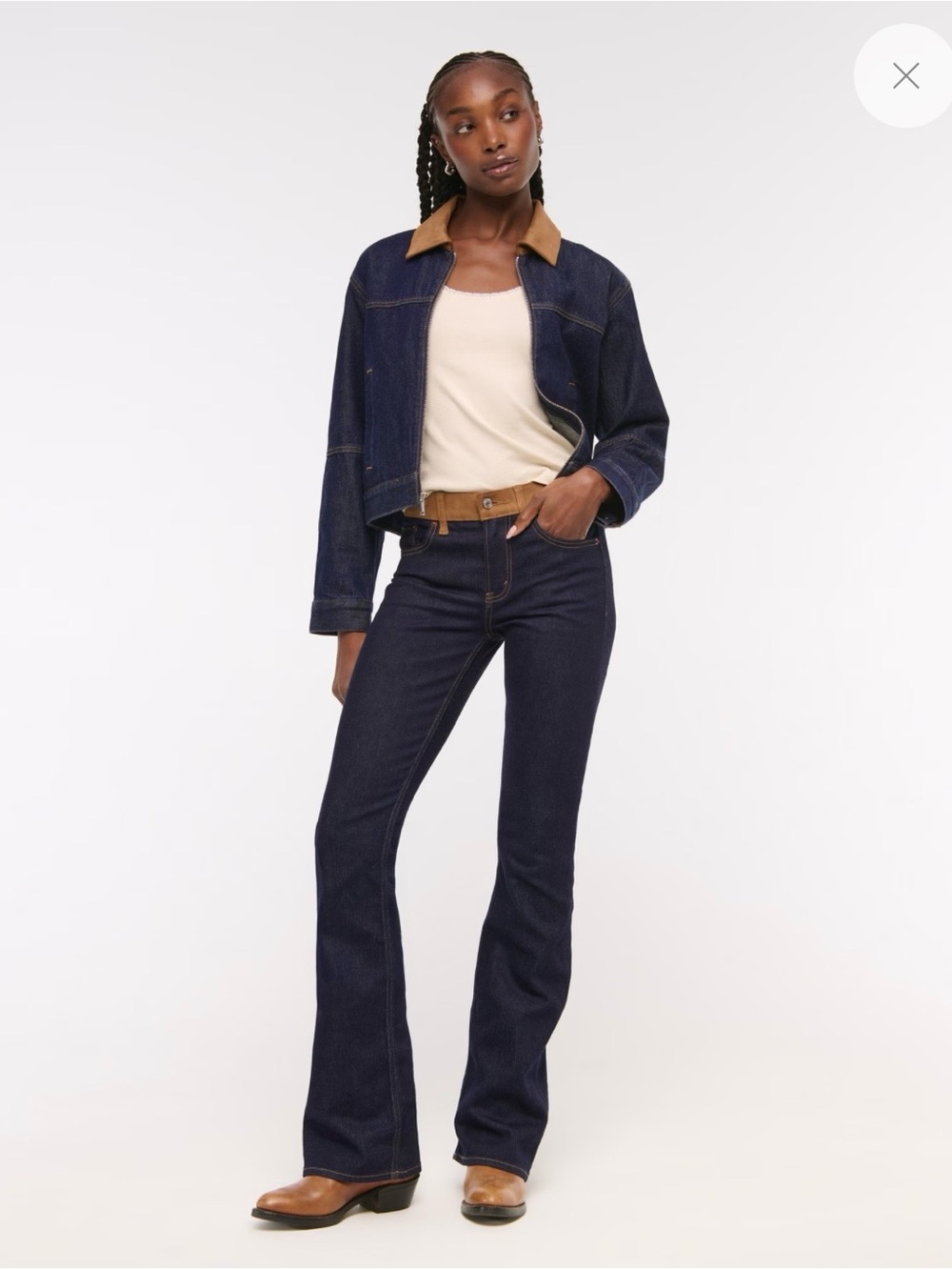 Abercrombie & Fitch Mid Rise Bootcut Vegan Suede Waistband Jean